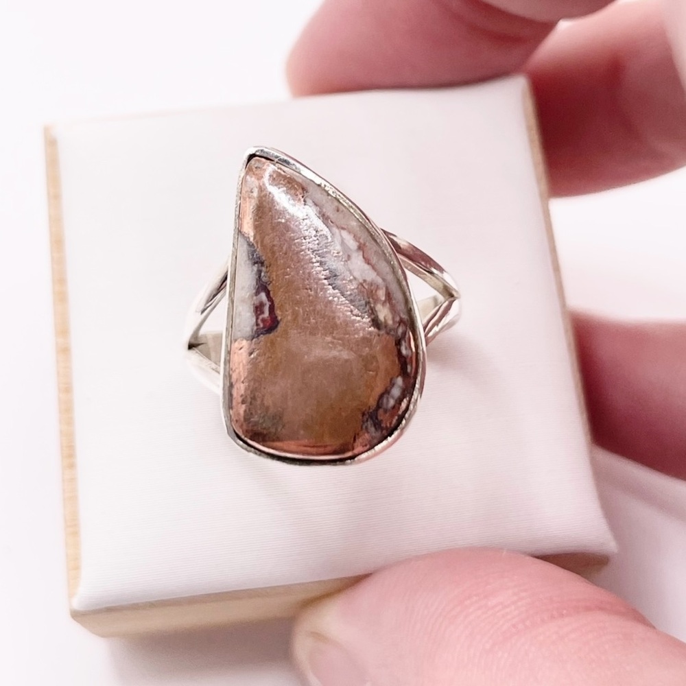 Size 6 Bronzite Jasper 825 Sterling Silver Ring - Picture 4 of 8